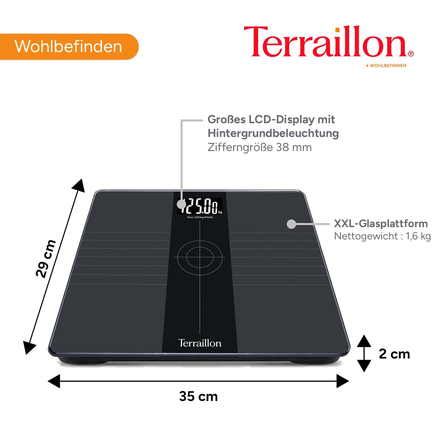 XXL-Personenwaage mit grosser Kapazität 250 kg