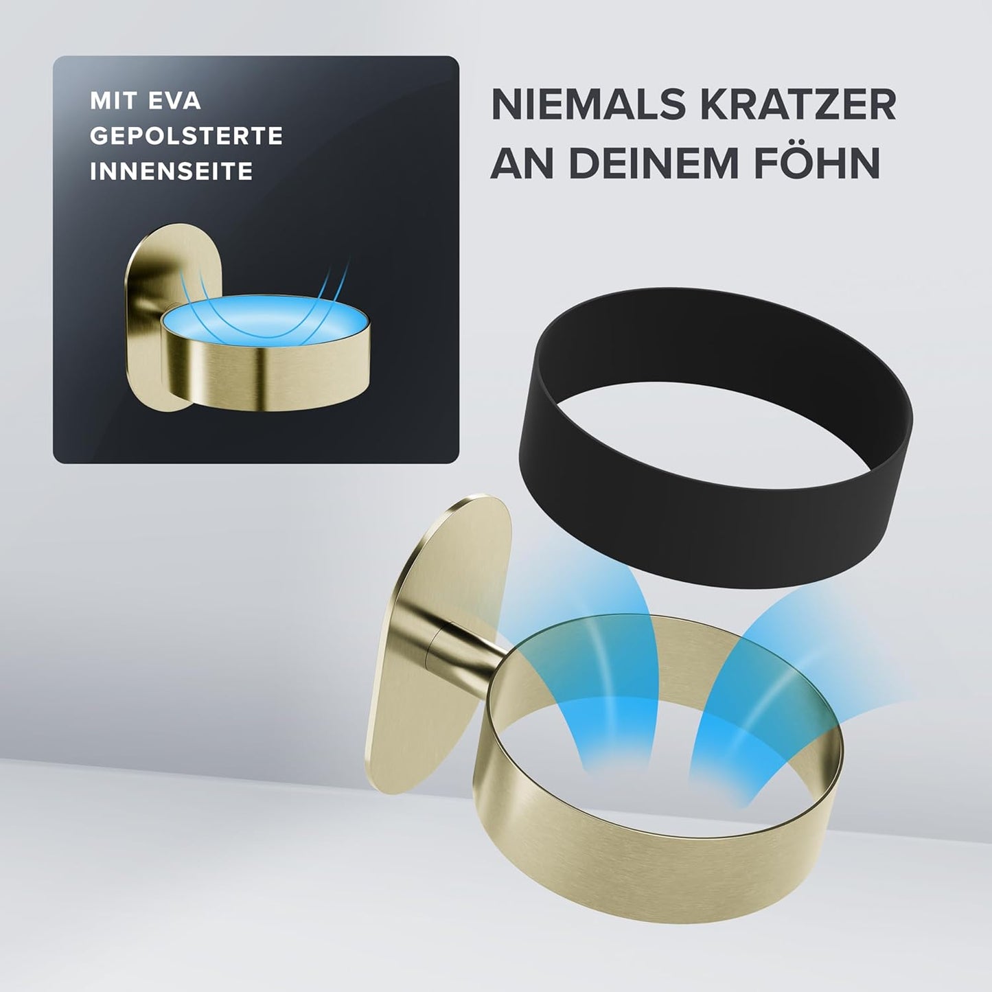 Haartrocknerhalter Godalen zum kleben, Gold Zum Kleben