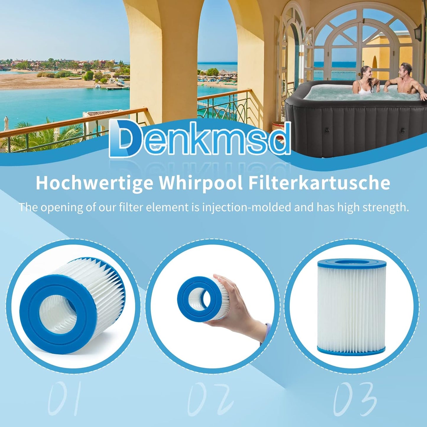 4-teiliges Filterkartuschen-Set Typ II für Poolfilter, 4 Stück