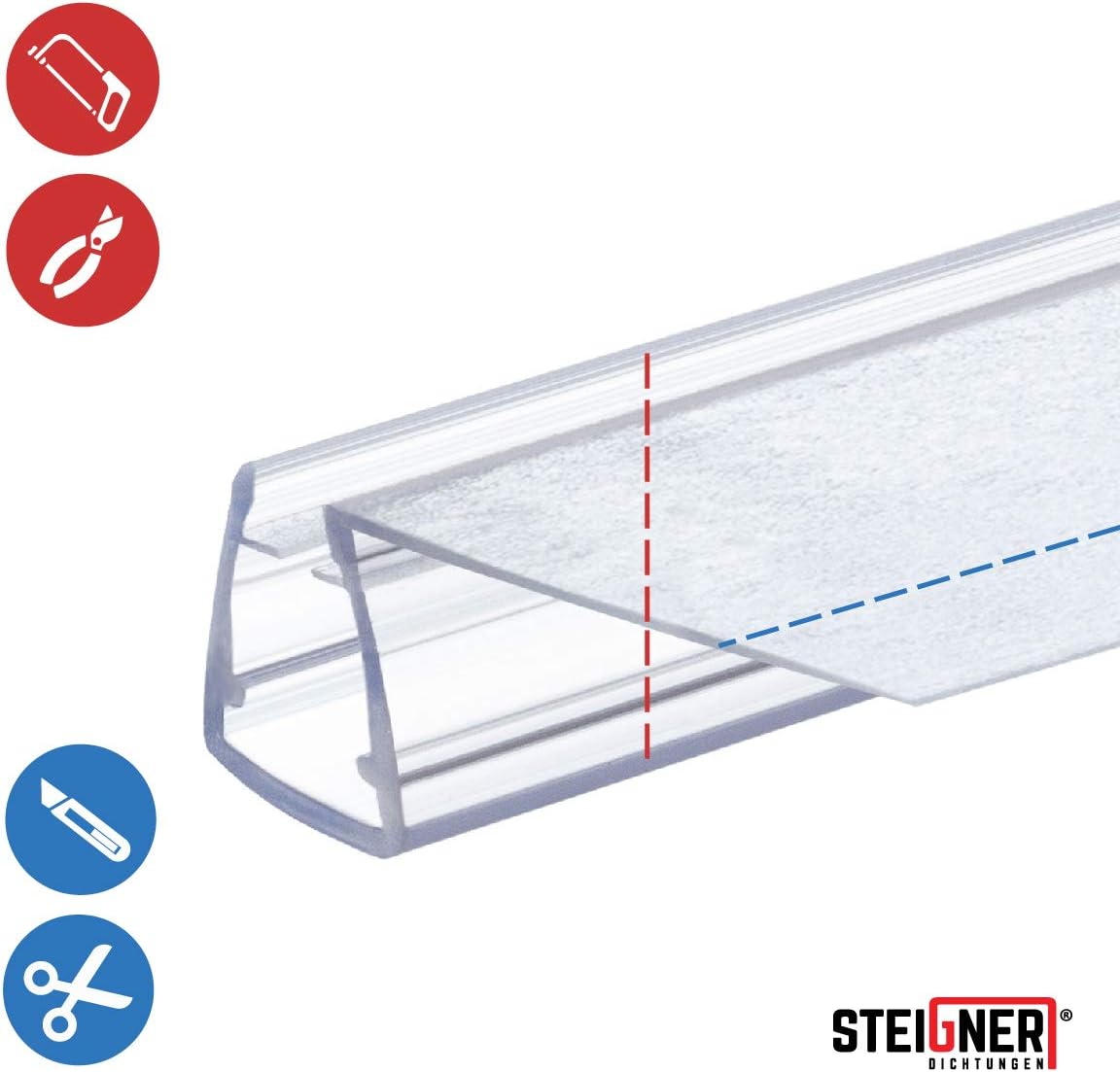 Duschdichtung für Glasduschen, Stärke 6mm/ 7mm/ 8mm 13. Länge 140cm
