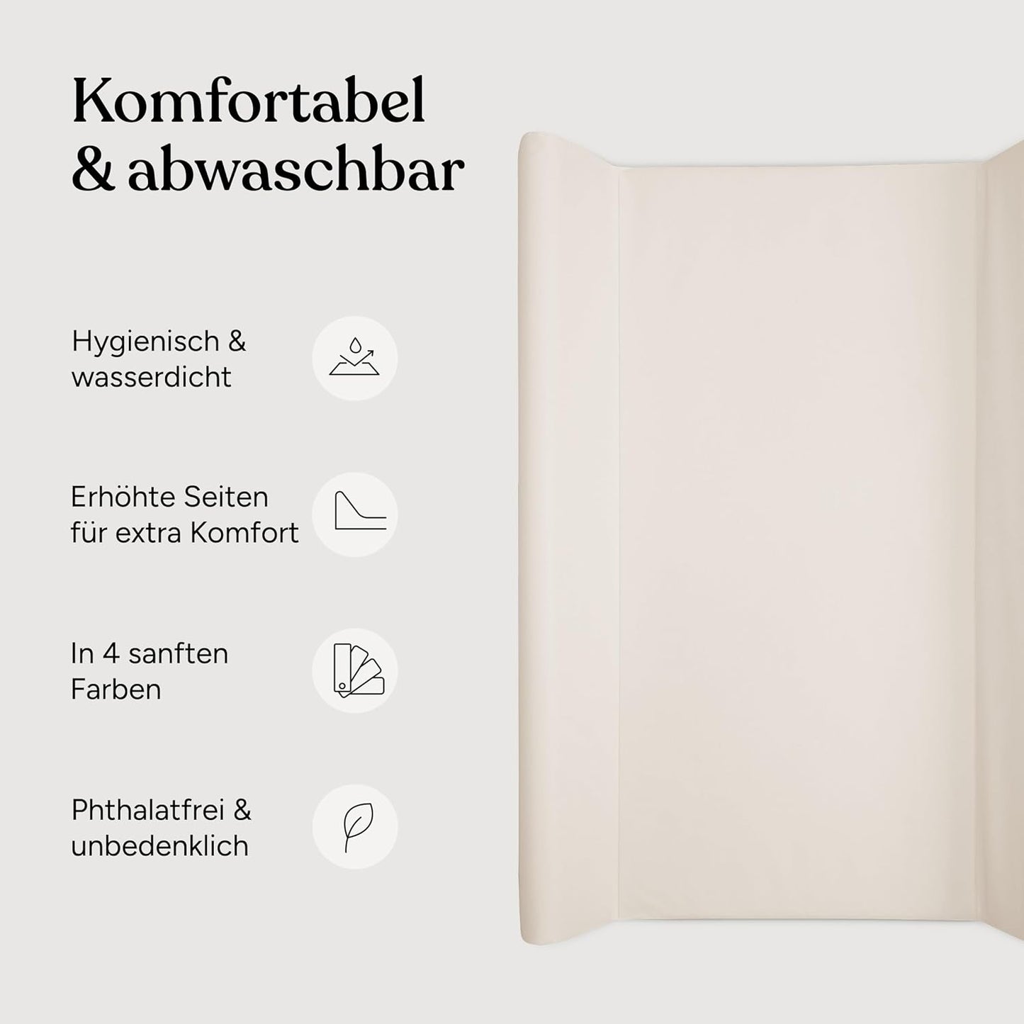 Abwaschbare Wickelauflage mit Keil, Beige 50 x 70 cm