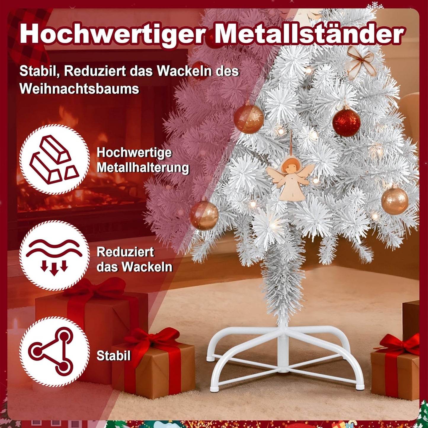 Künstlicher Weihnachtsbaum mit Metallständer, Weiss Pvc 240 cm
