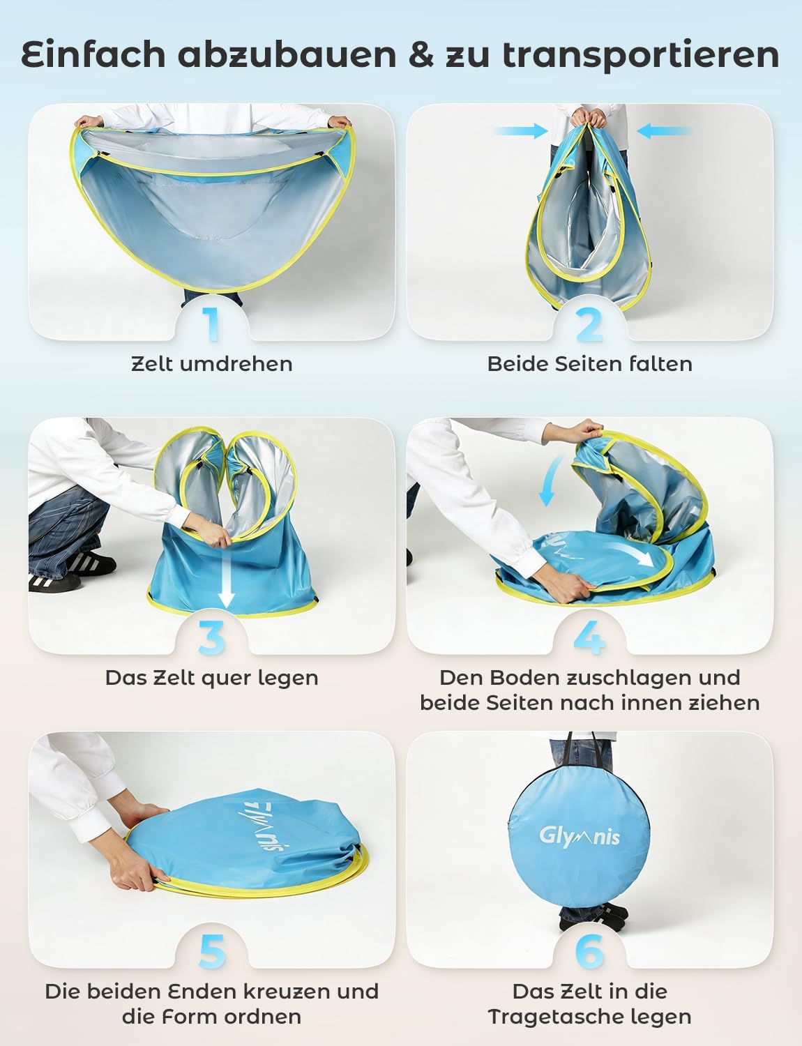 Pop-up Babystrandzelt mit UV-Schutz und Mini Pool, Babyzelt(Blau)