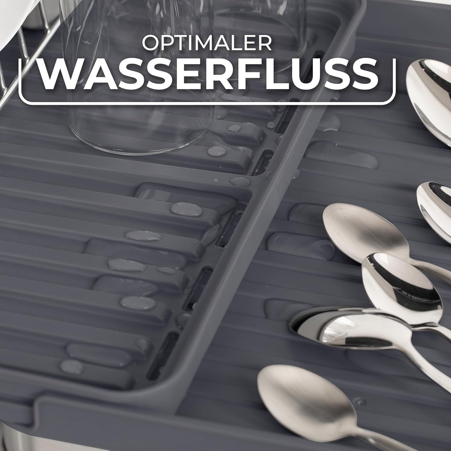 Ausziehbares Abtropfgestell mit Besteckhalter