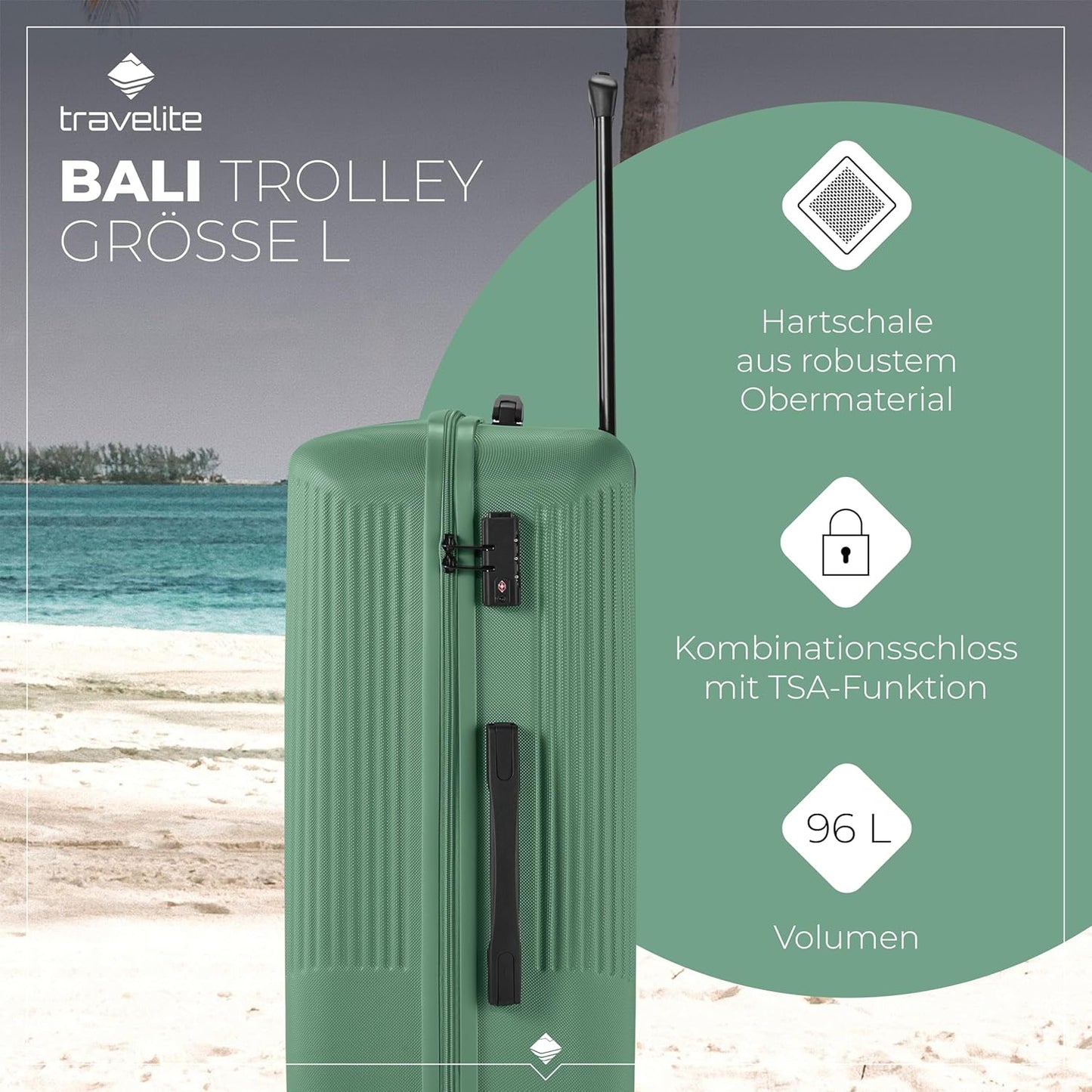 Bali, Grün Trolley Größe L (77 cm)