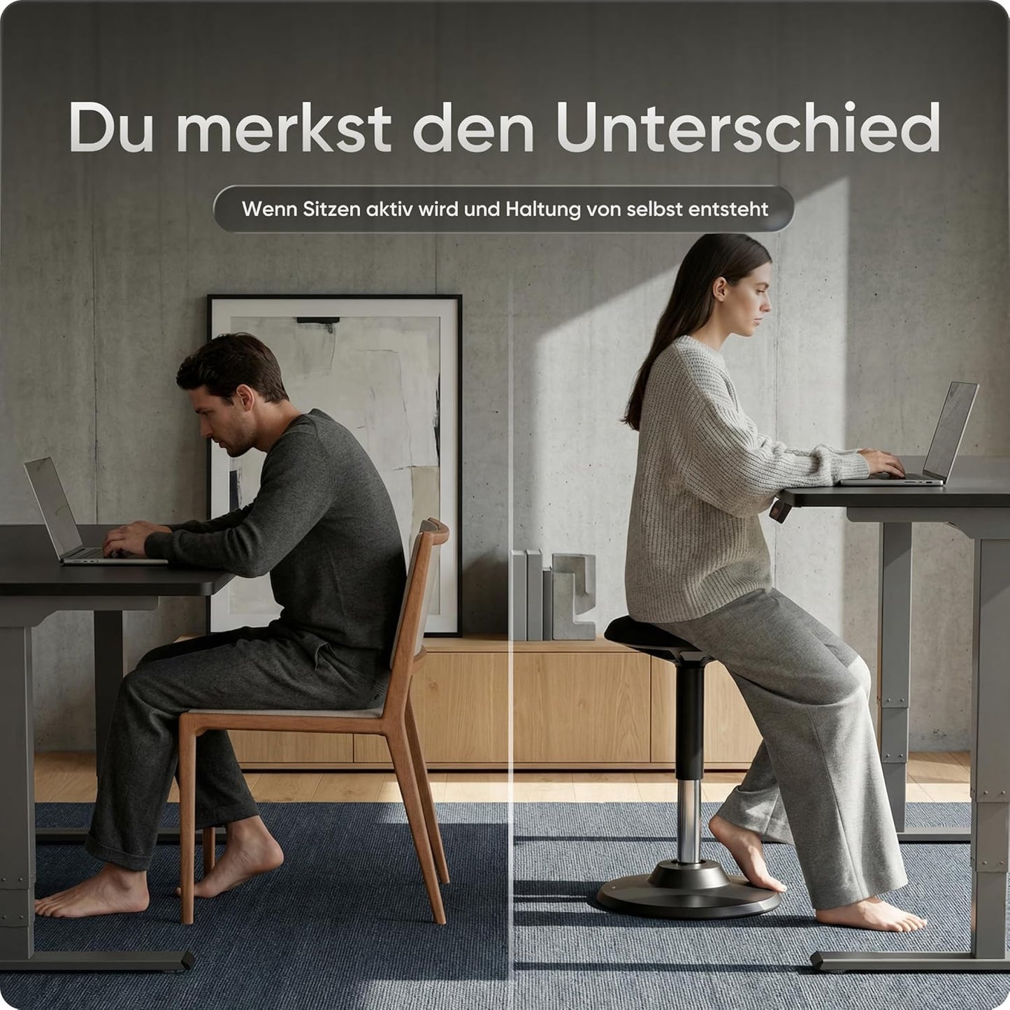 Ergonomischer Stehhocker, höhenverstellbar, Schwarz