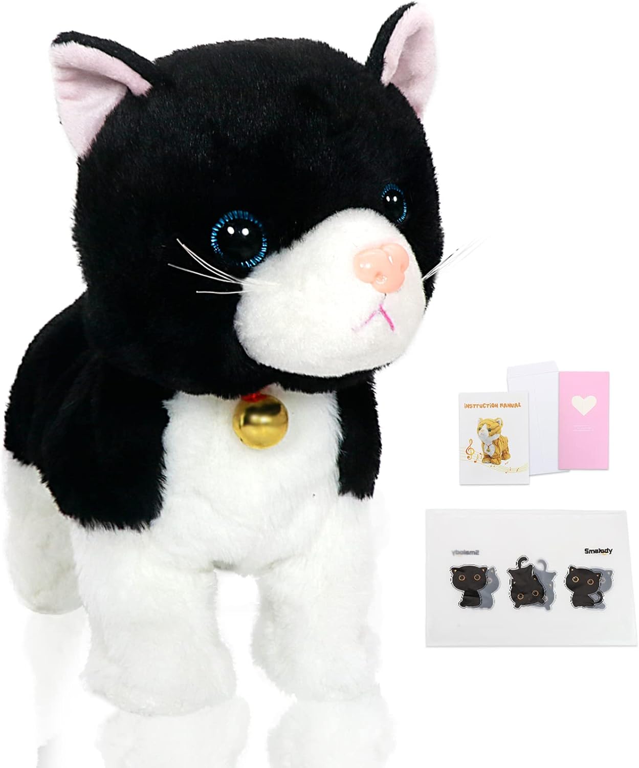 Interaktive elektronische Plüschkatze für Kinder, Schwarz Katze (Keine LED-Augen)