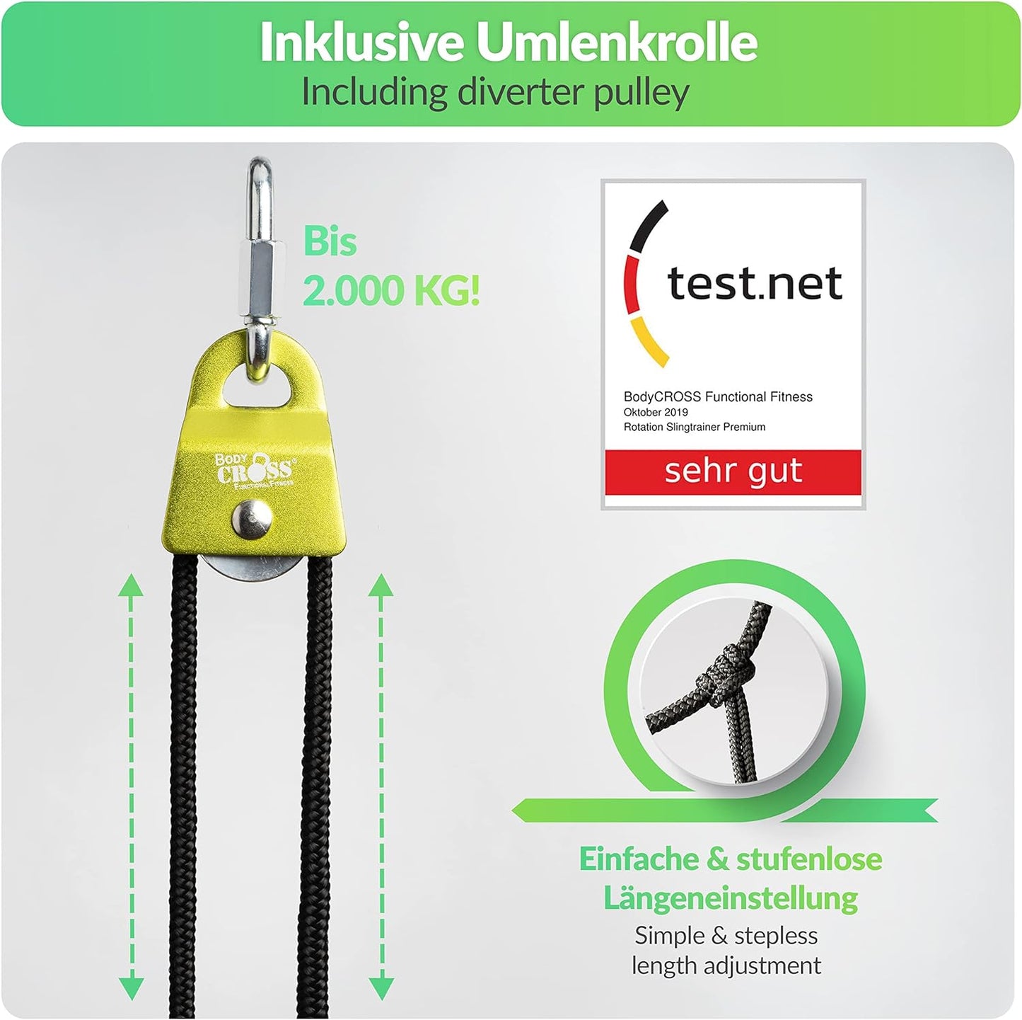 Schlingentrainer-Set mit Umlenkrolle und Türanker, Rotate Schwarz