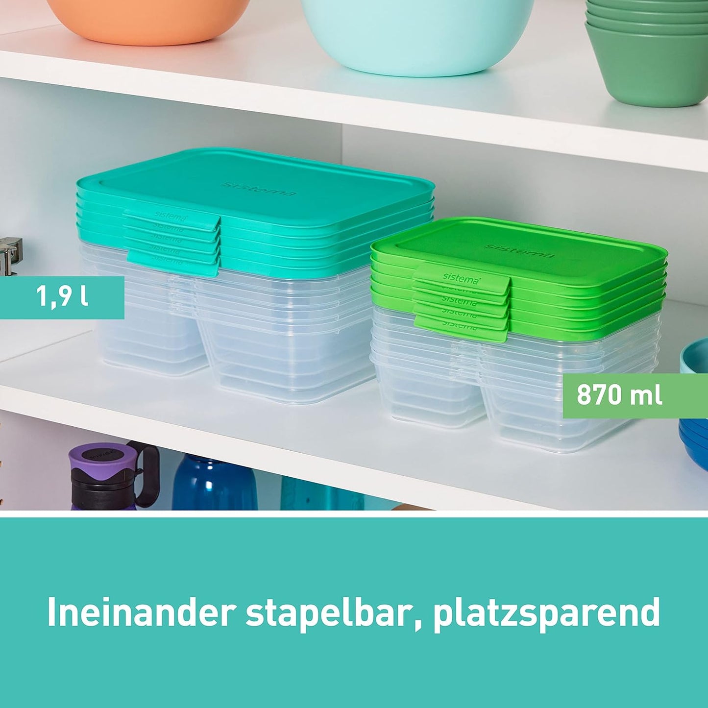 Nest It Frischhaltedosen-Set mit 3-Fach-Unterteilung, 5 x 1.9 L