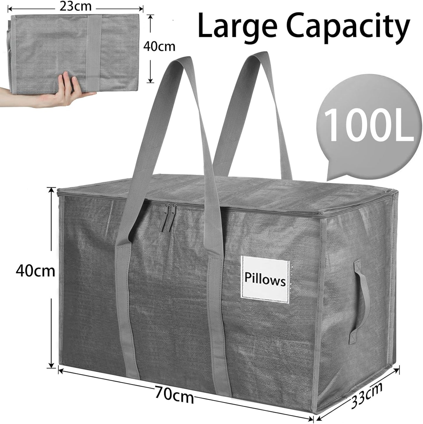 4er-Pack Aufbewahrungstaschen, 4-Pack (100 L) Hellgrau