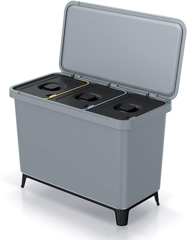 3-teiliges Mülltrennsystem, Grau
