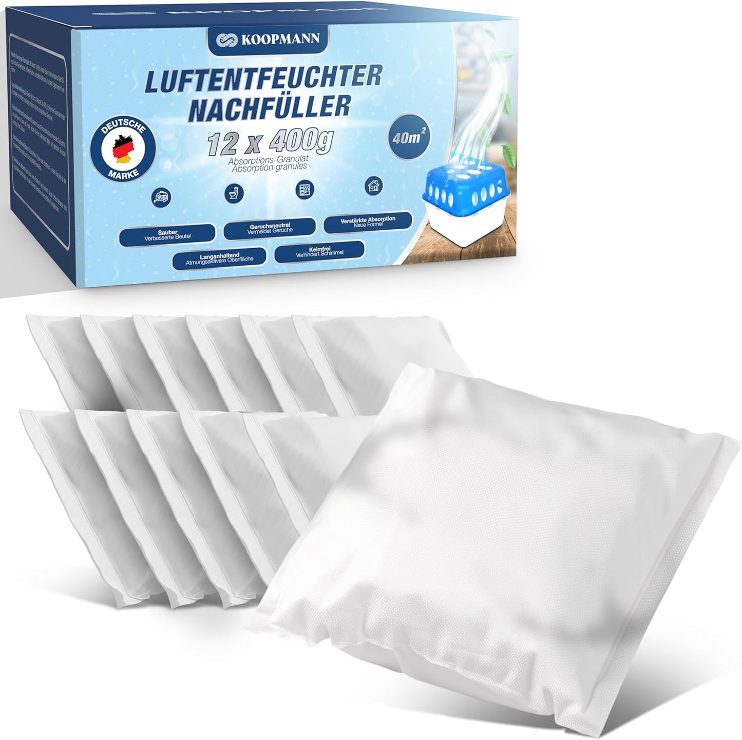 Luftentfeuchter Granulat Nachfüllpack, 12 X Granulat Nachfüllpack