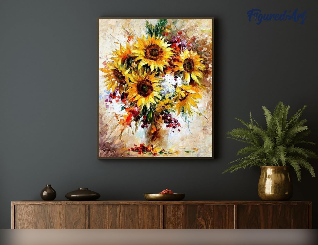 Malen nach Zahlen Set Sonnenblumen, Schöne Sonnenblumen 40x50cm Mit Keilrahmen (nicht gespannt)
