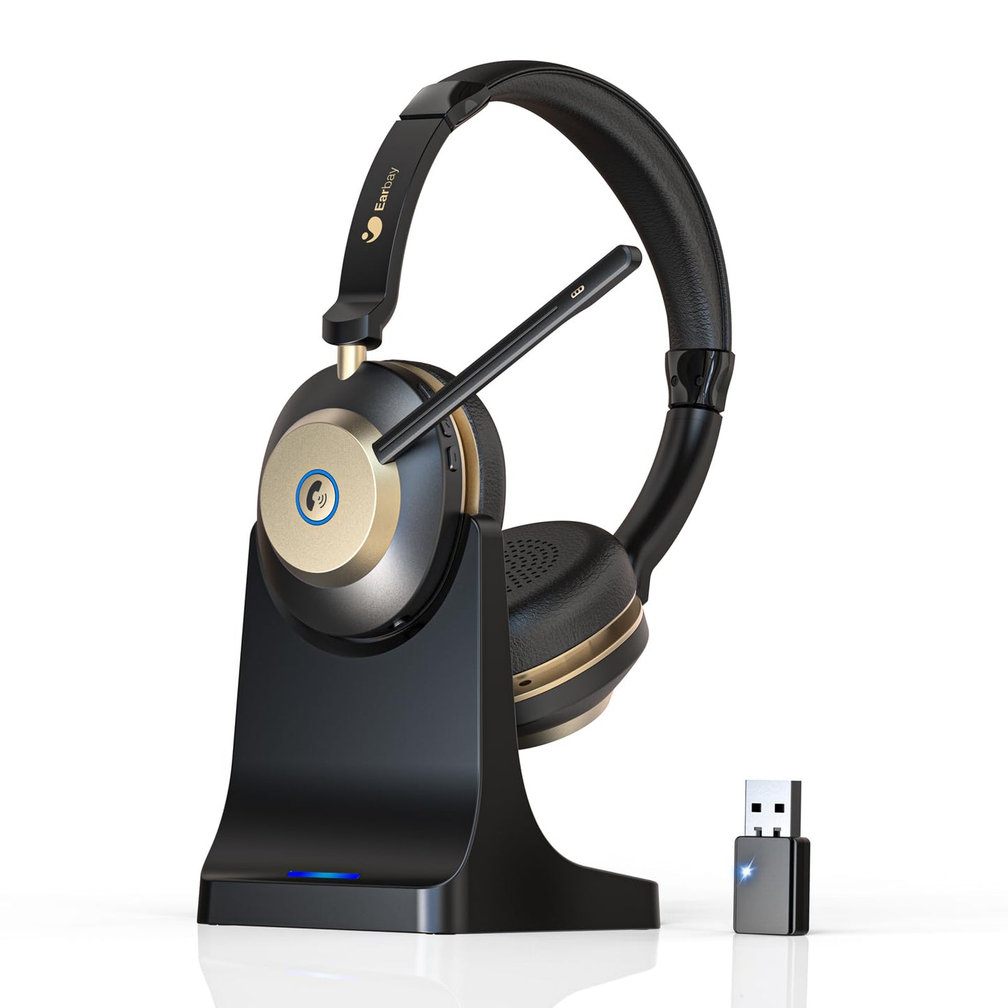 Kabelloses Bluetooth-Headset mit Mikrofon, Black Gold