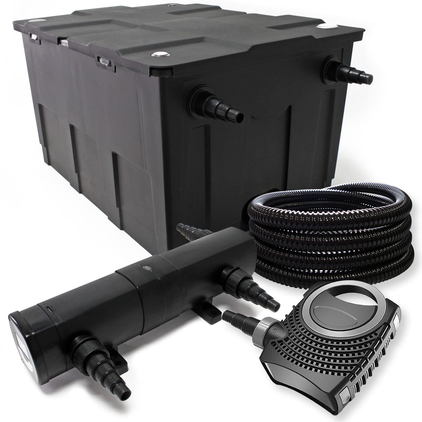 Teichfilter-Komplettset bis 60000 L, CBF-550 Filter+10000l/h Pumpe+18W UVC Lampe+25M Schlauch