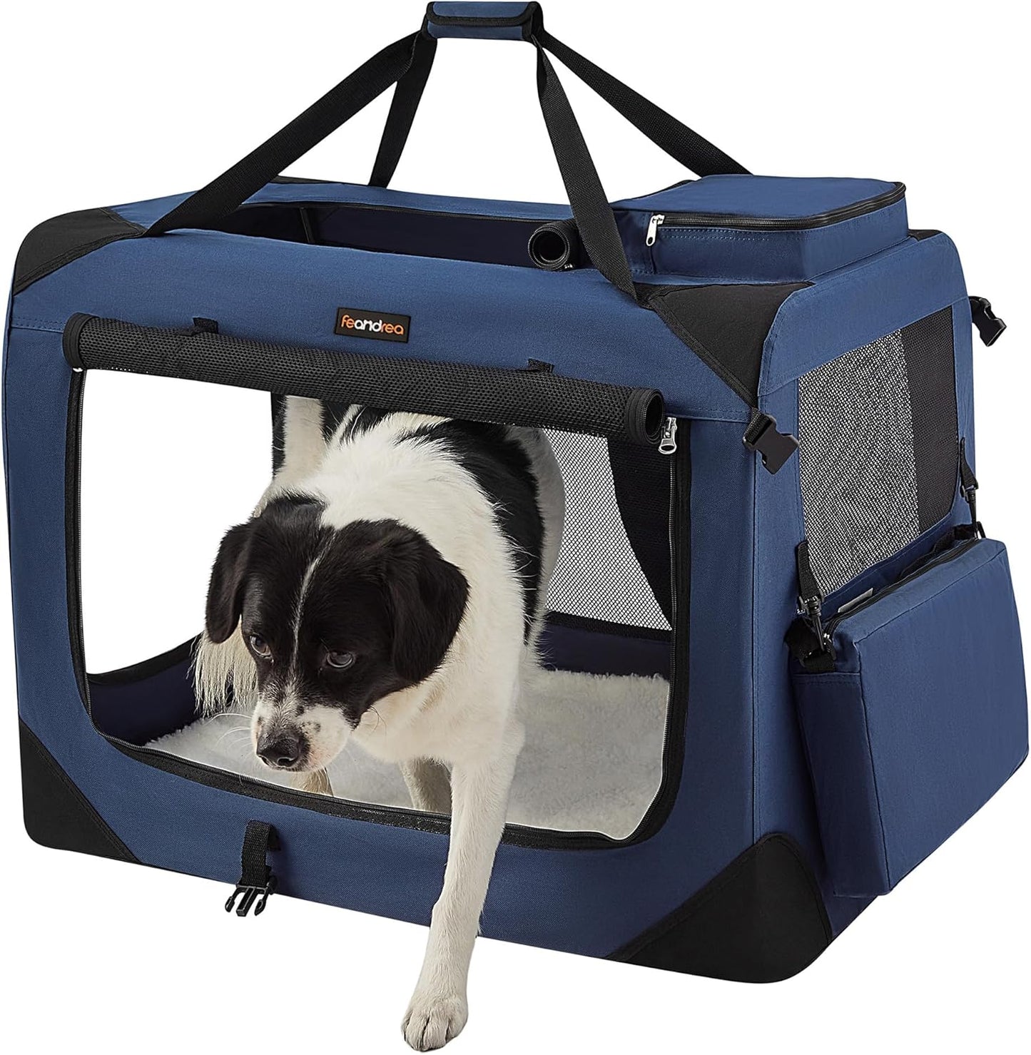 Faltbare Hundetransportbox XL, L 81 x B 58 x H 58 cm,  Dunkelblau