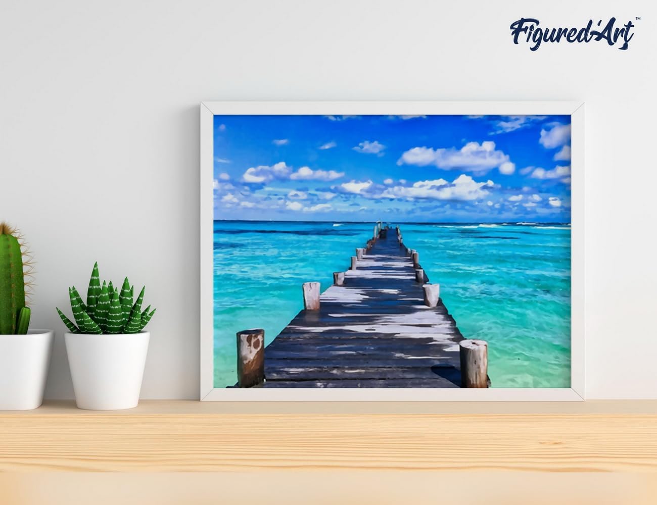 Malen nach Zahlen - Dock auf ruhigem Meer, Dock auf ruhigem Meer 40x50cm Mit Keilrahmen (nicht gespannt)