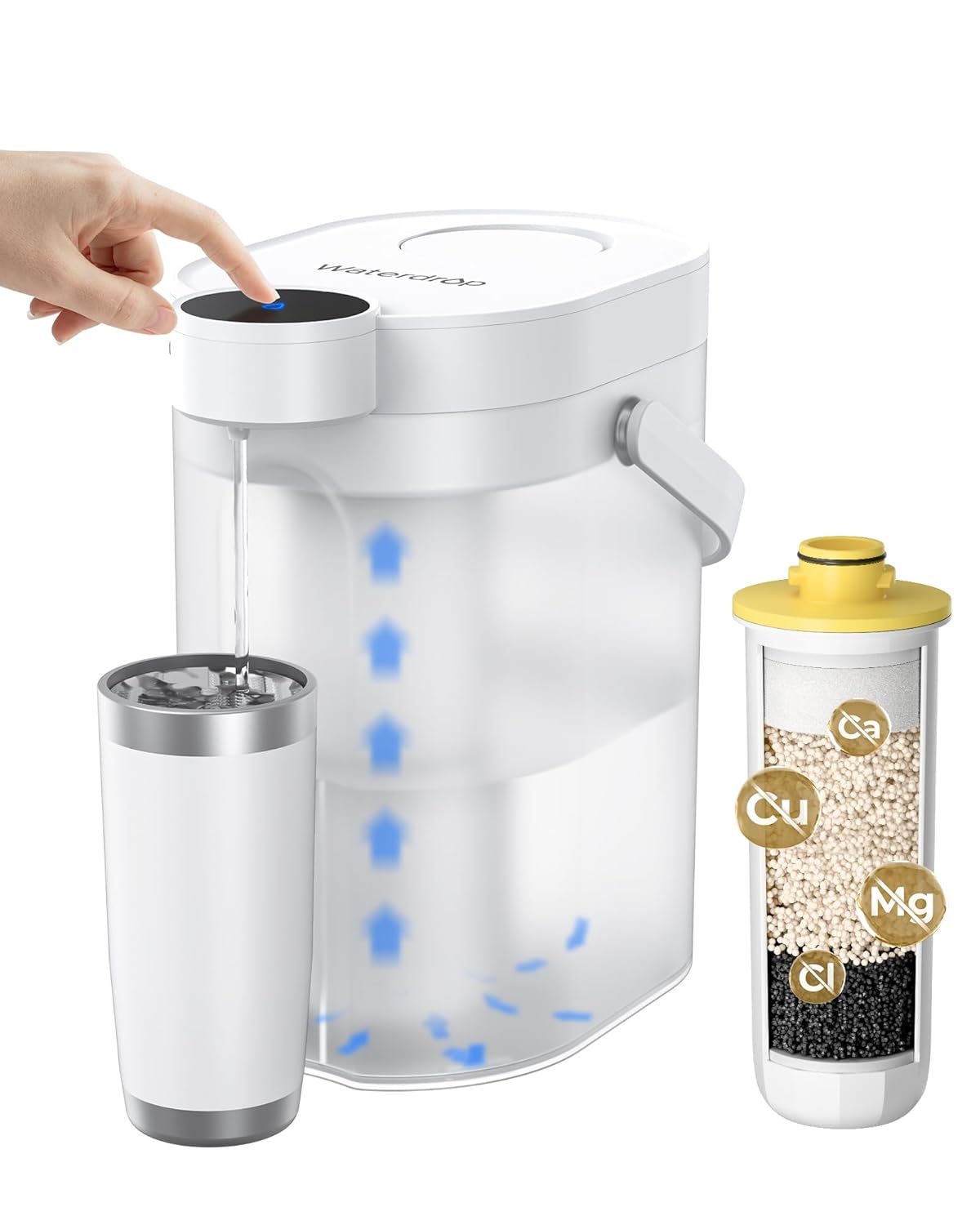 Elektrischer Wasserfilterkrug 3,5L mit Kalkfilter, Hochwertiges Wasserenthärter