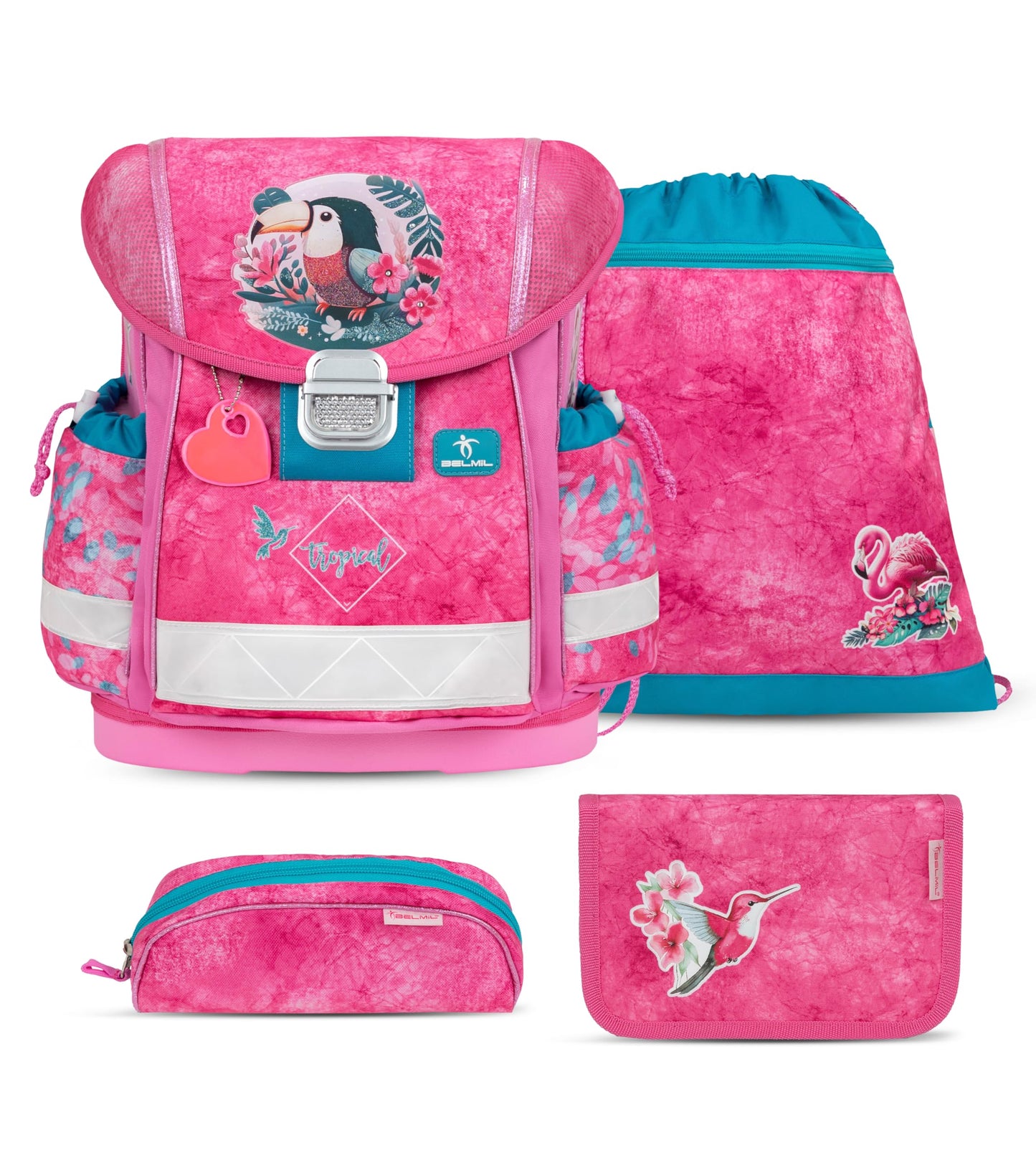 Schulranzen Set 4-teilig Classy (M Tropical Toucan), M Tropical Toucan