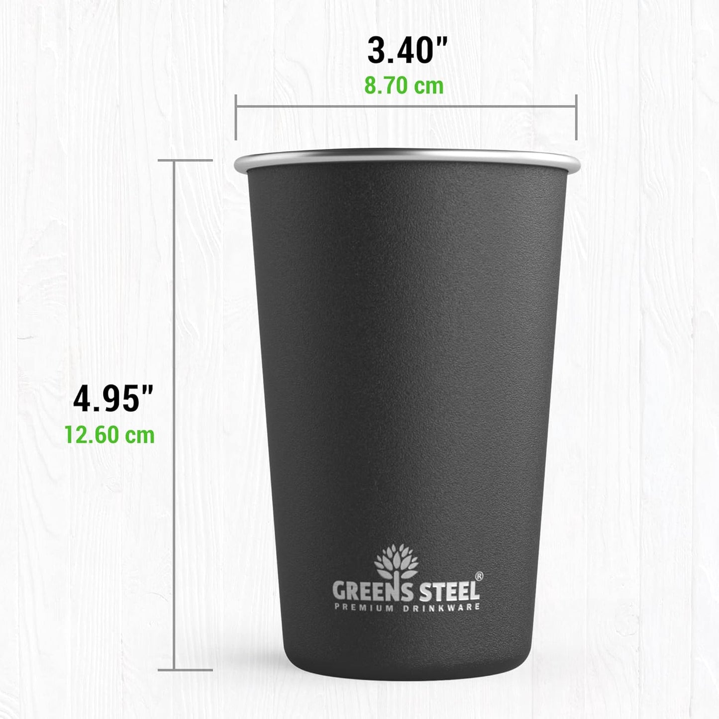 4er-Set Trinkbecher, 475 ml (4er Pack, Schwarz)