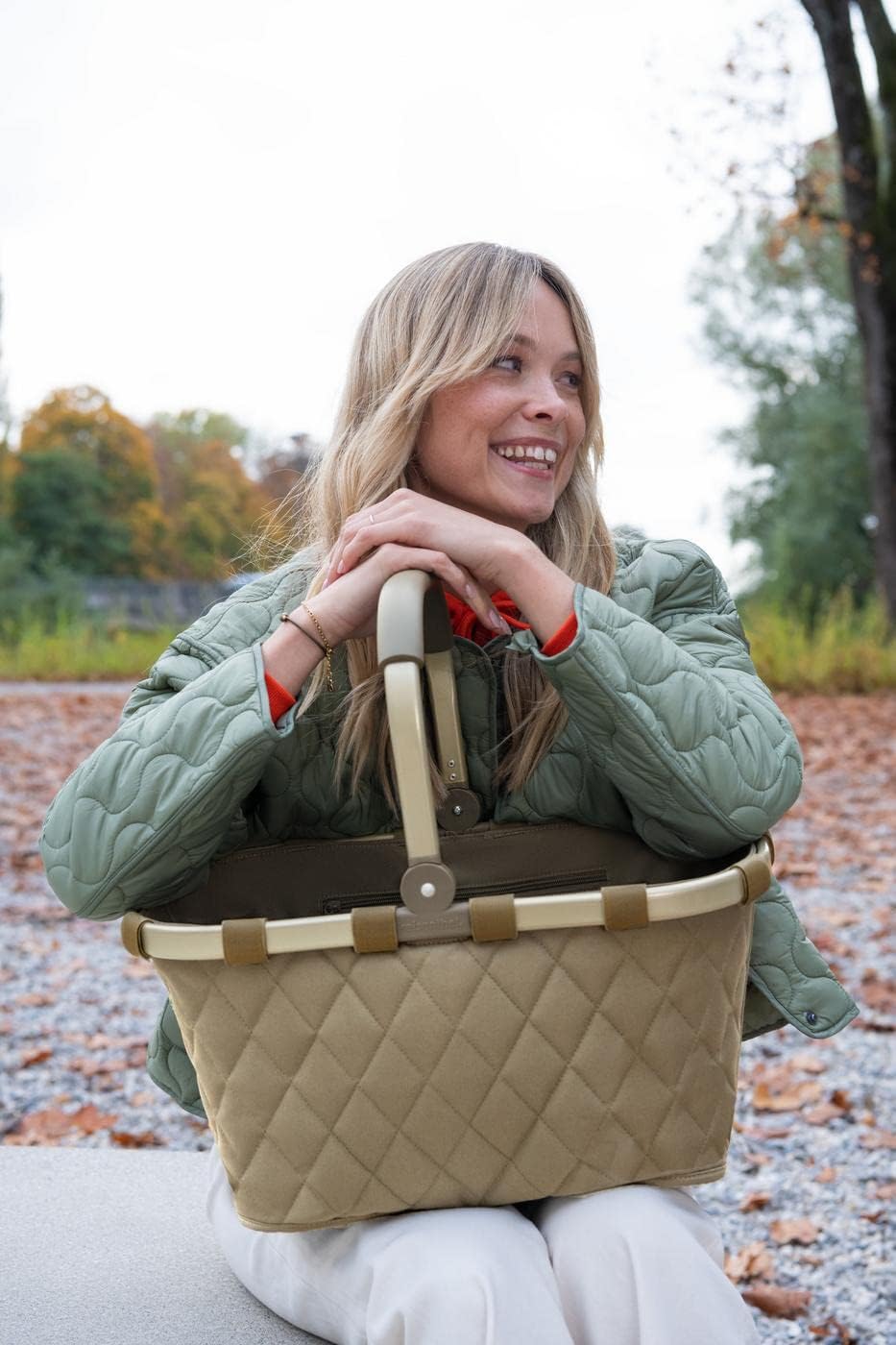 Carrybag - Einkaufskorb mit Innentasche, Rhombus Olive