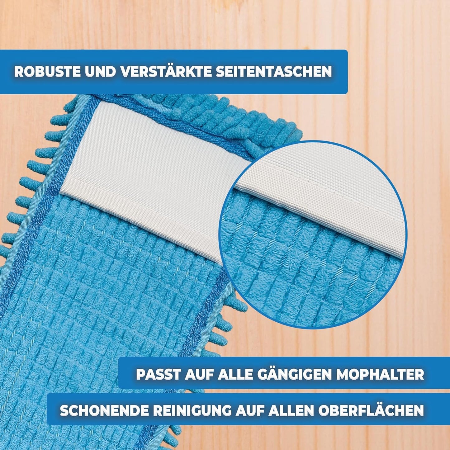 Chenille Wischmopp Ersatzbezüge (10 Stück, 40 cm), 10 Chenille Blau - 40cm