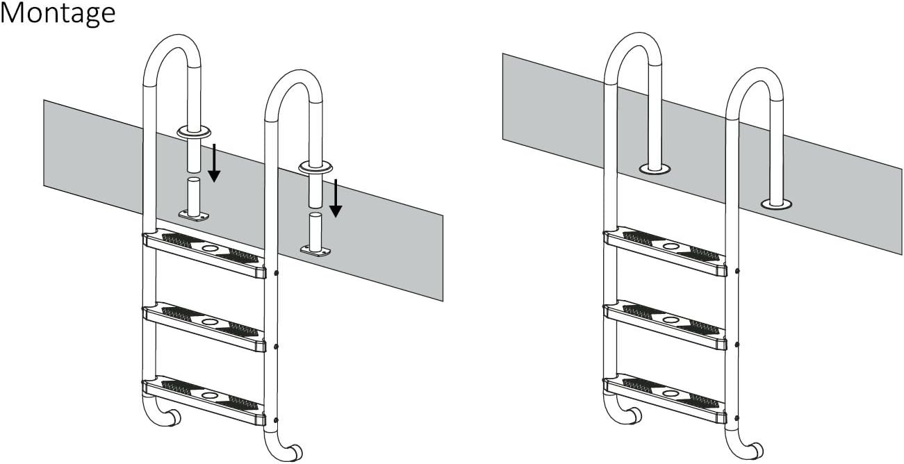 Edelstahl Poolleiter, Mit 3 Stufen