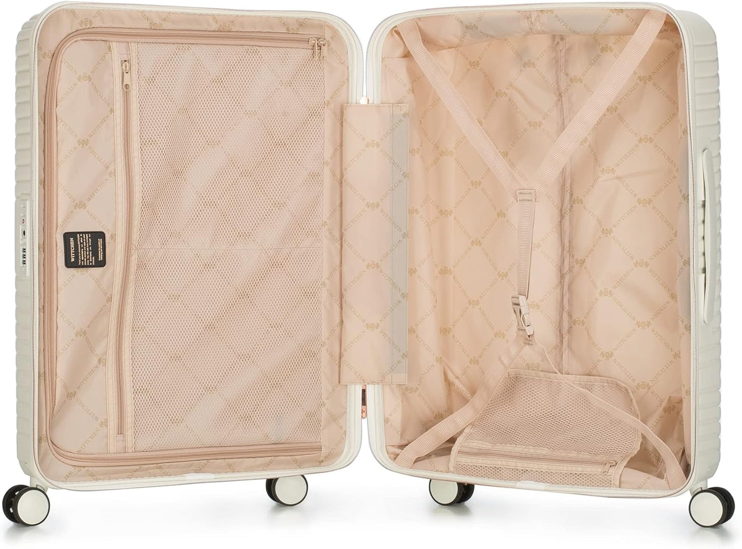 Reisekoffer Trolley mit Hartschale und Zahlenschloss, 65l, Weiss Mittlerer koffer