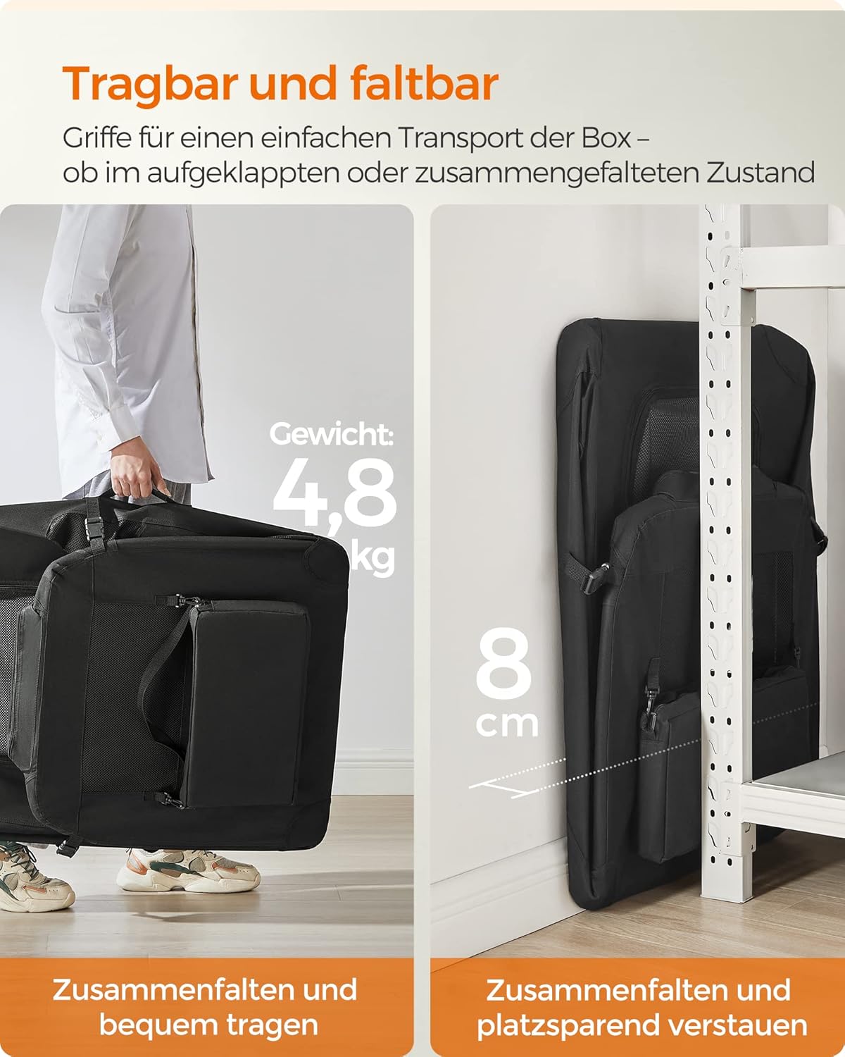 Faltbare Hundetransportbox XXL inkl. 2 Taschen, L 91 x B 63 x H 63 cm Schwarz