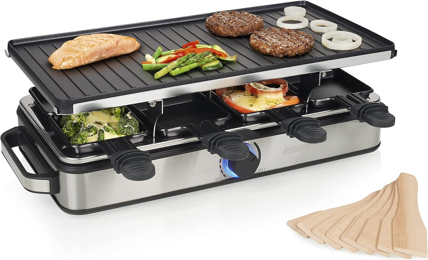 Raclette 8 Grill Deluxe, Ohne Steinplatte