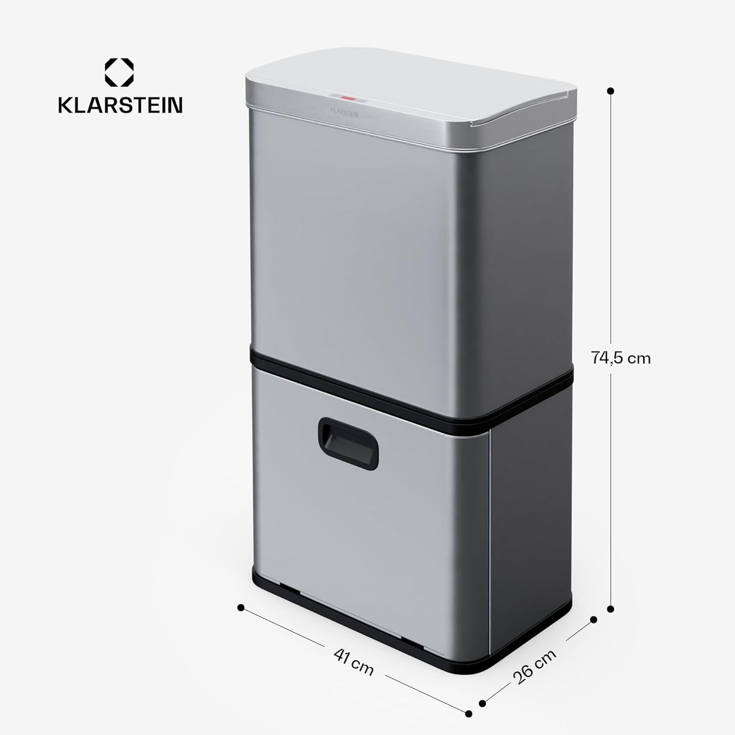 Touchless Sensor-Mülleimer, Rostfreier Stahl|56l