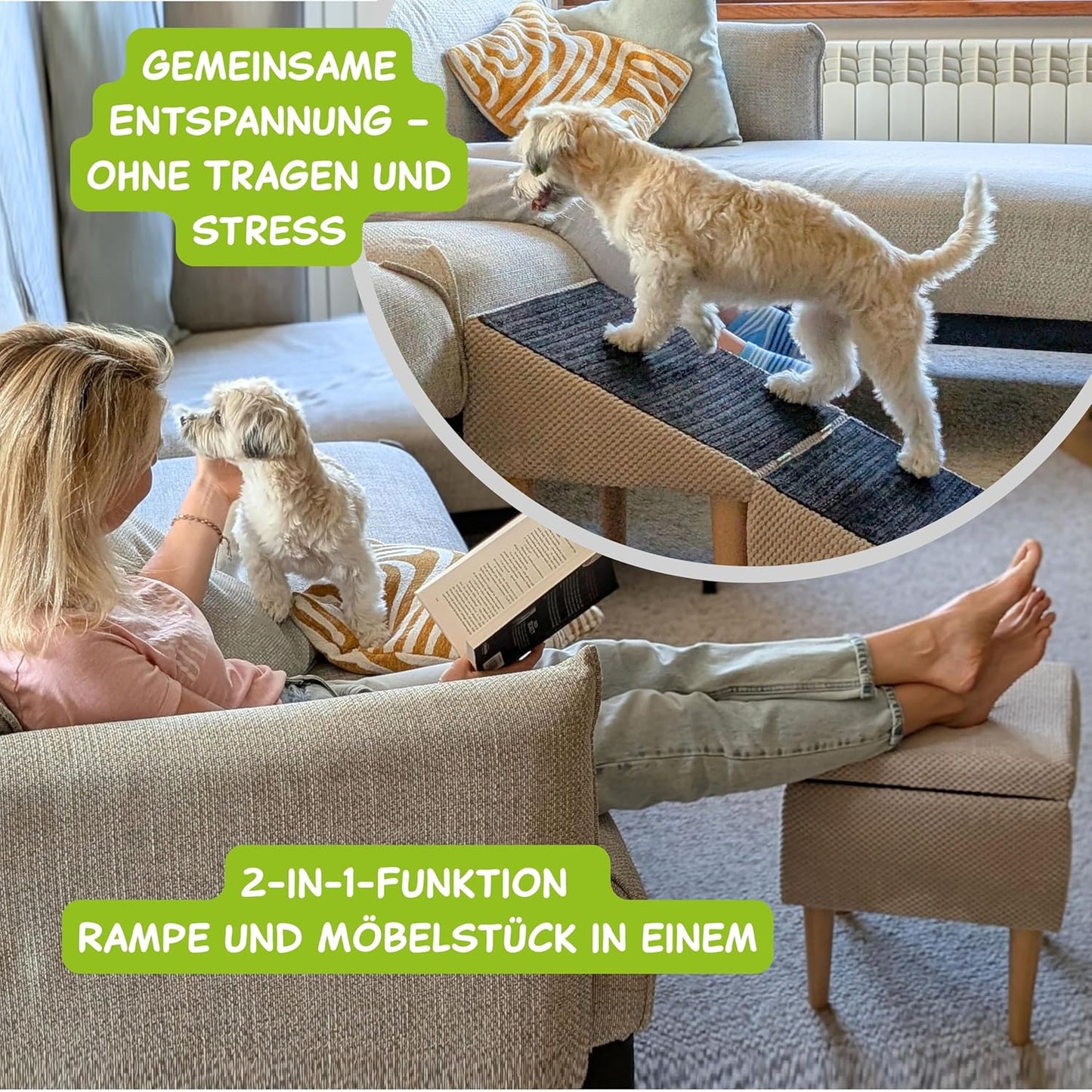 Klappbare Hunderampe in Möbeloptik, Grün