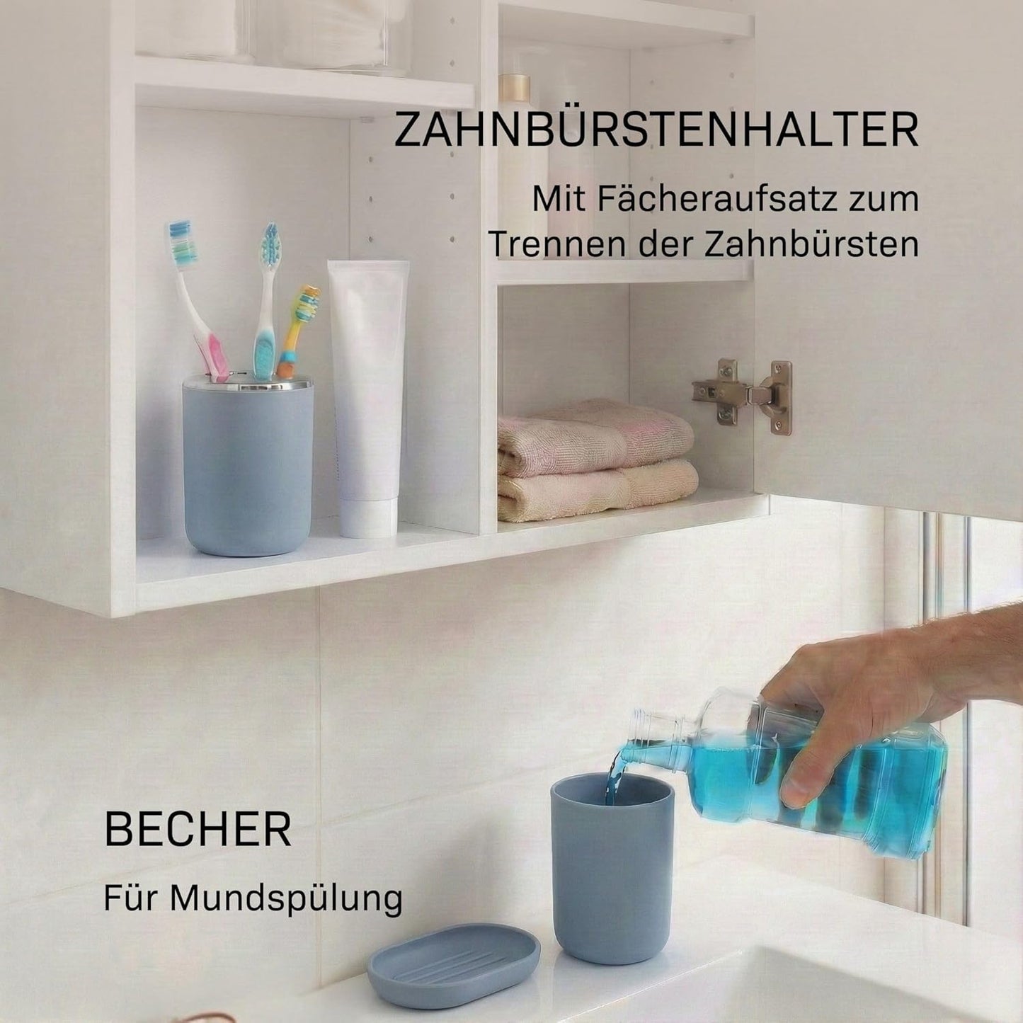 6-teiliges Badezimmer-Zubehörset, Grau
