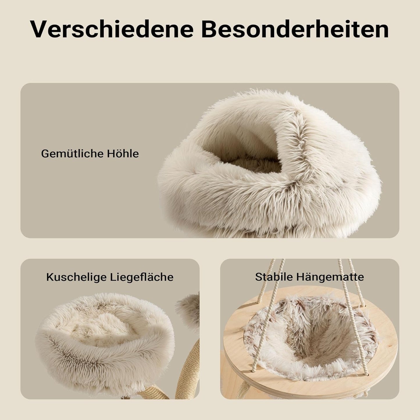 Katzenkratzbaum mit Hängeliege, 130 cm