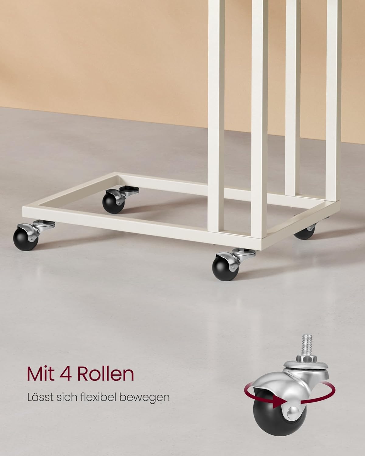 LNT050W77 Beistelltisch mit Rollen, 1 Cremeweiss