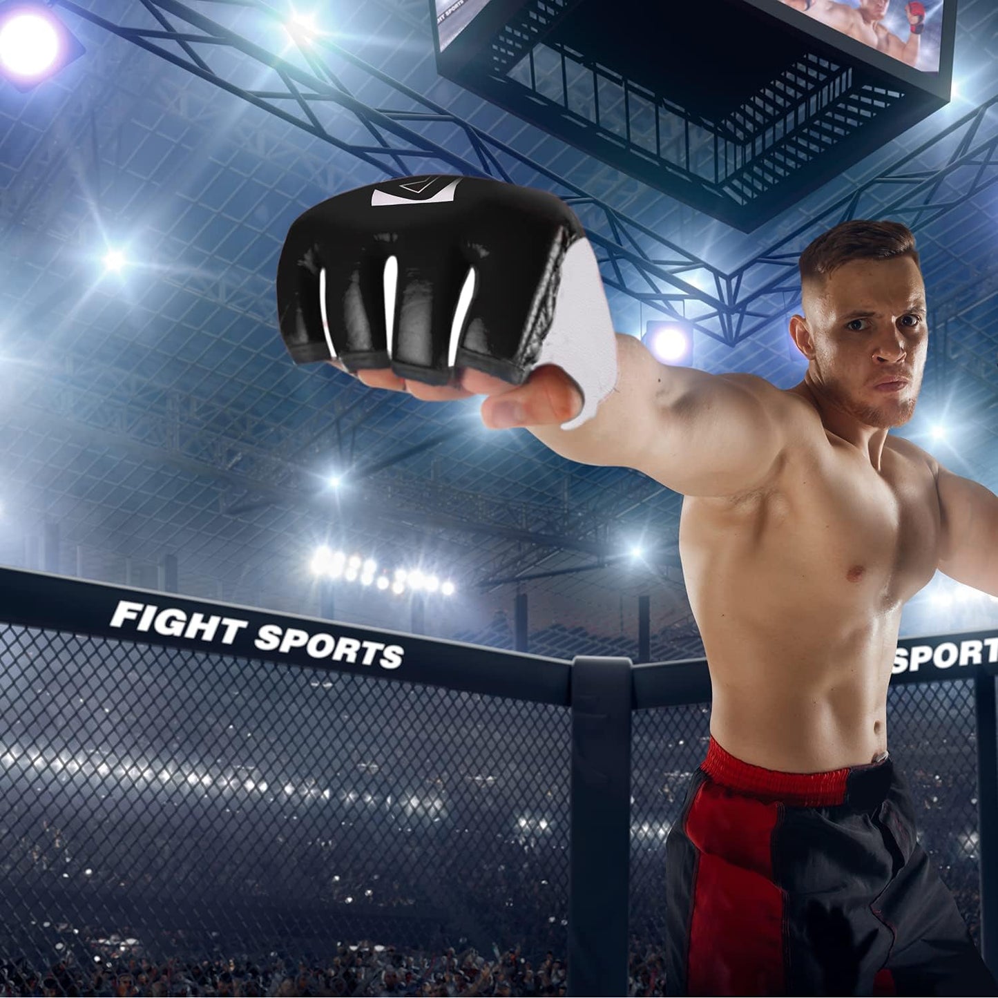 MMA-Boxhandschuhe, Schwarz S