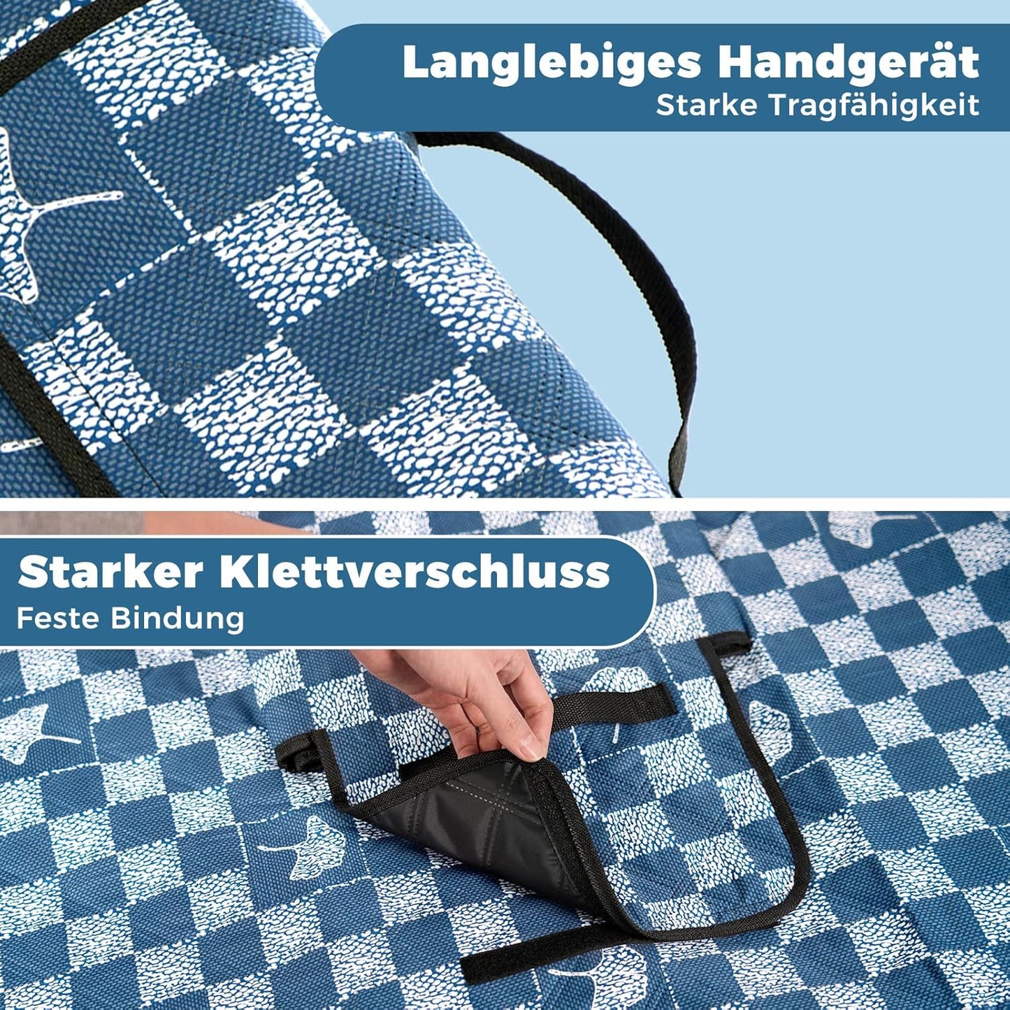 Faltbare Outdoor-Picknickdecke, 200 x 200 cm (Rechteckig) Jeansblau