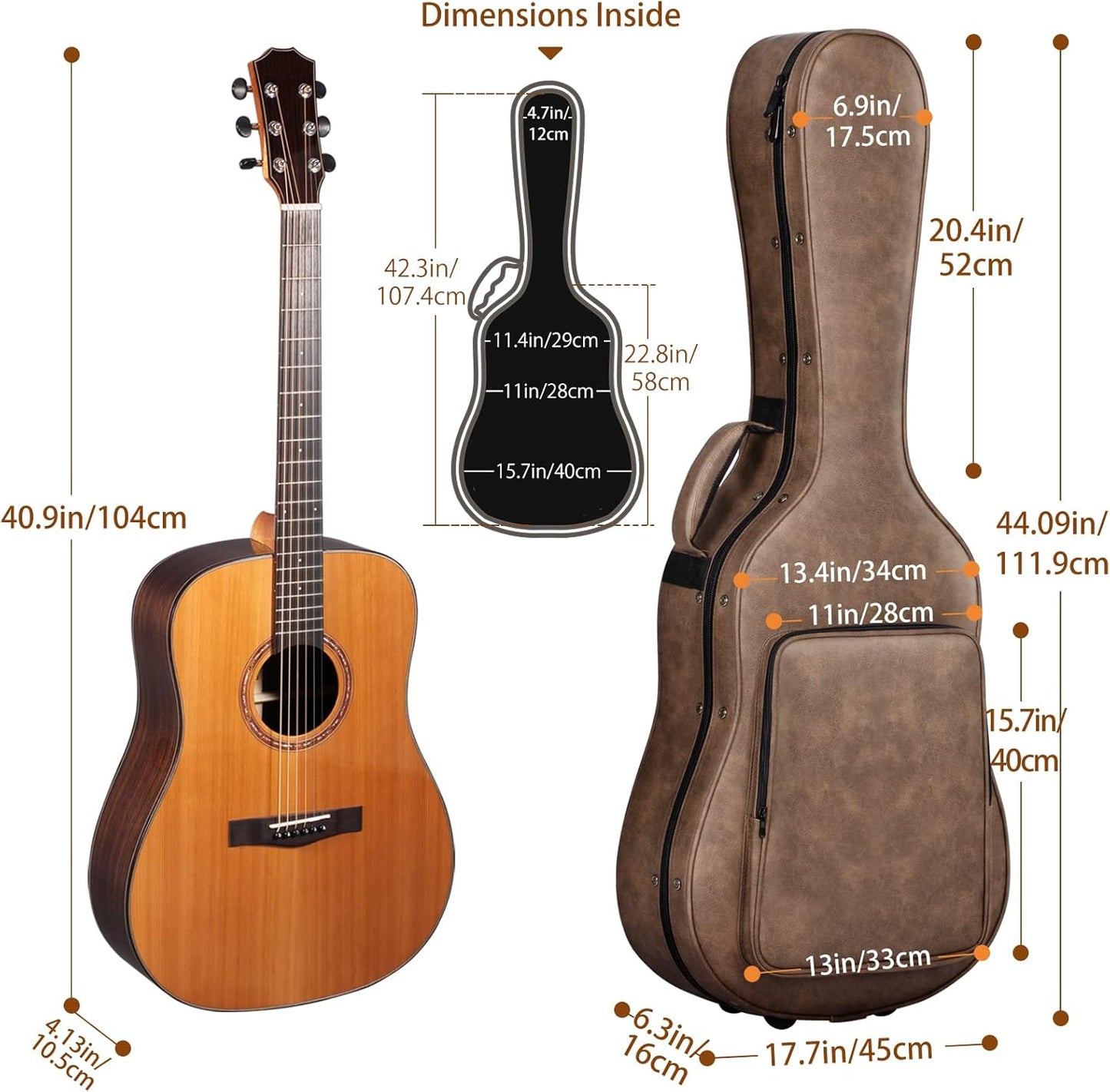 Koffer für Akustikgitarre, Brown