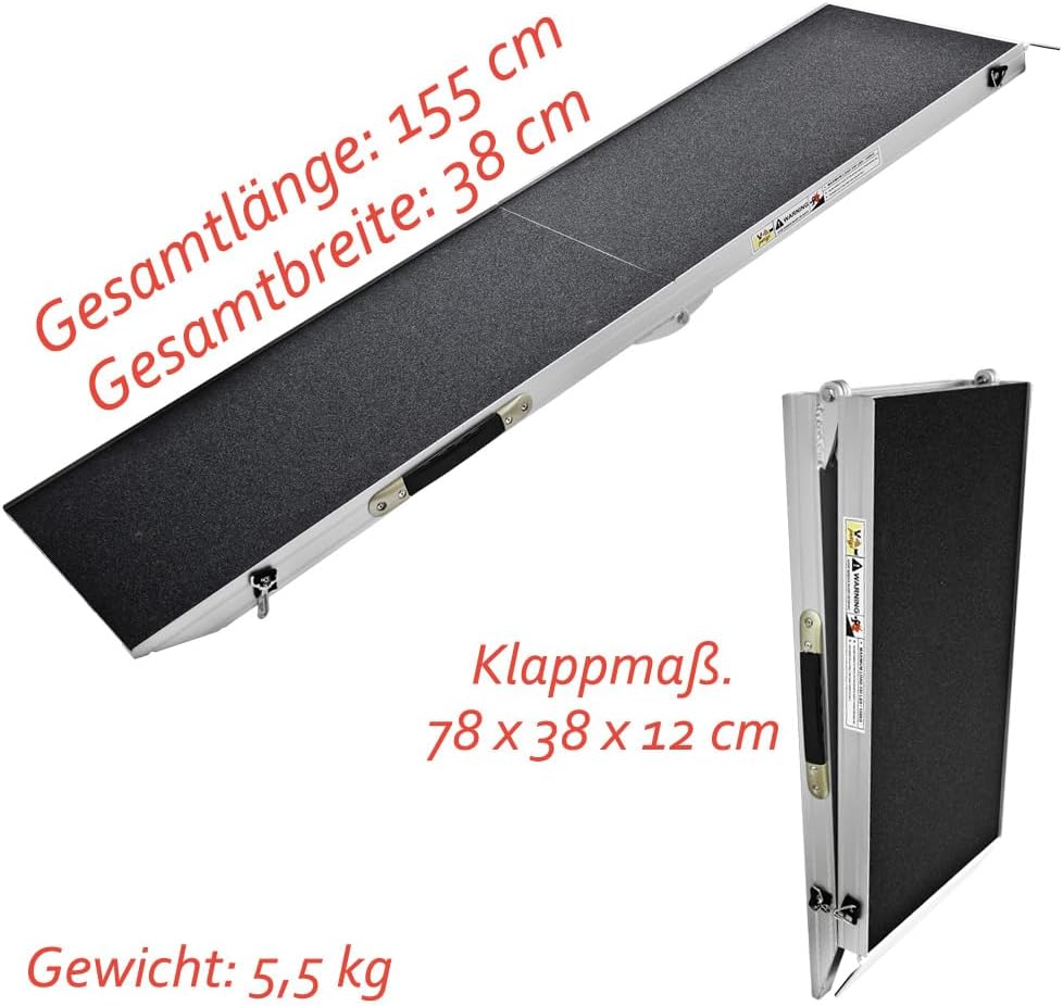Klappbare Hunderampe bis 150 kg belastbar, 155 cm