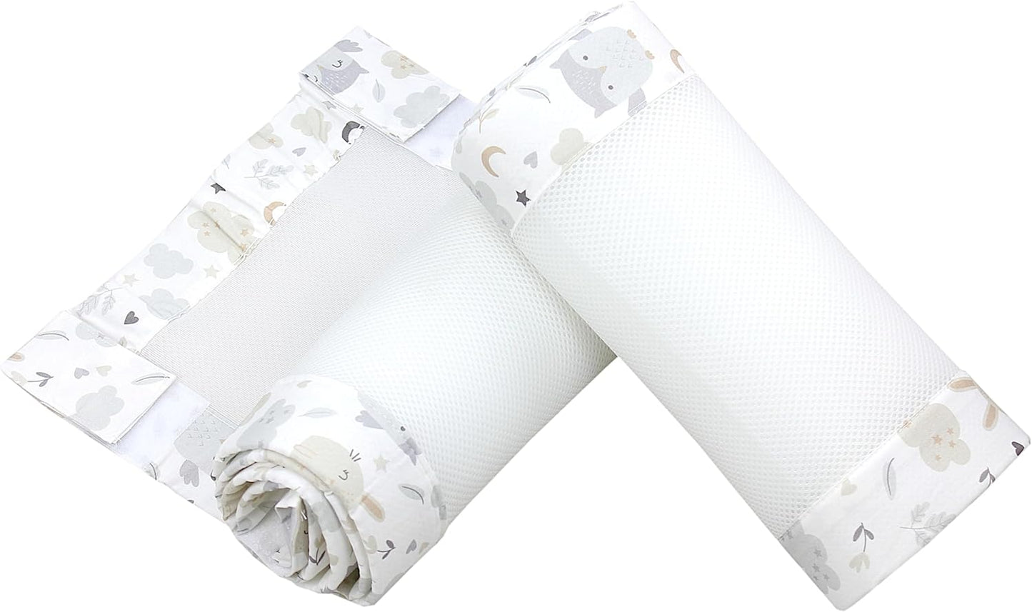 Gitterstäbe Schutznetz für Babybett (2er Pack), Hase / Eule ; ca. 128 x 30 cm (für Babybett 140x70)