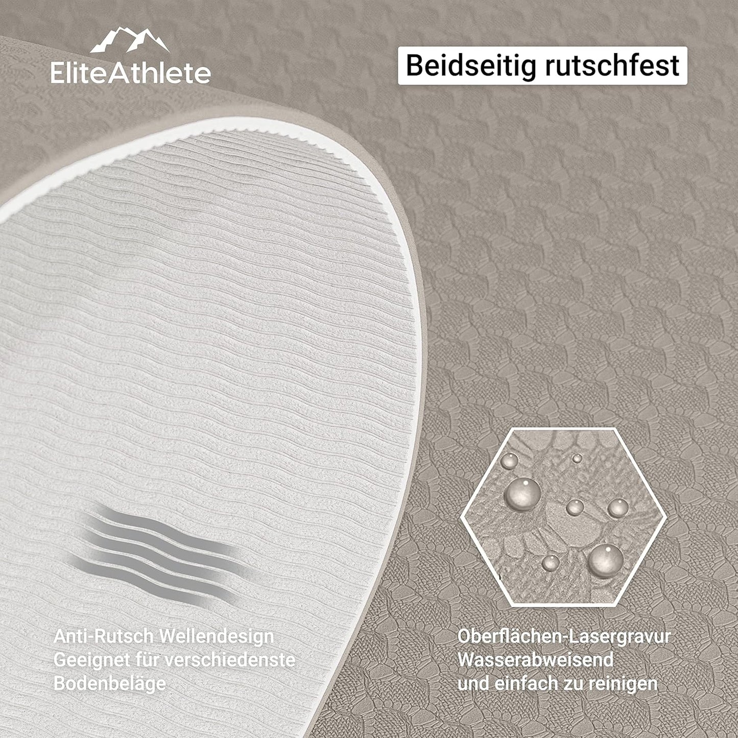 Gepolsterte Yogamatte mit Transportgurt, Light Cappuccino - Ivory Cream
