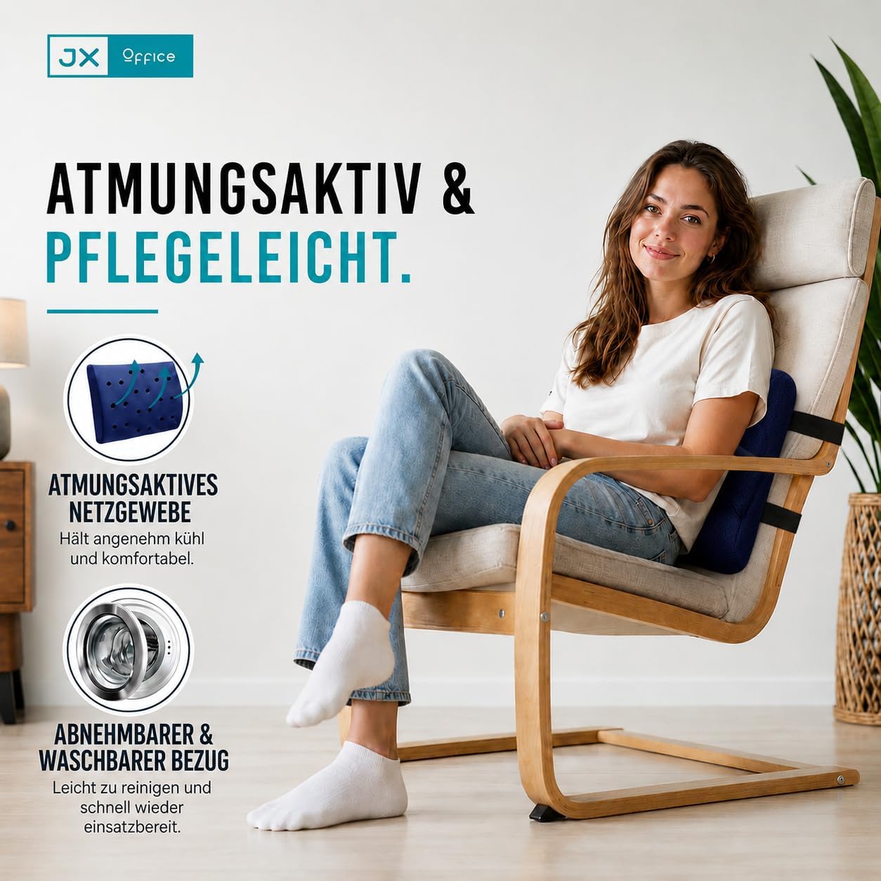 Ergonomisches Memory Foam Rückenkissen gegen Rückenschmerzen, Navy Blue normal