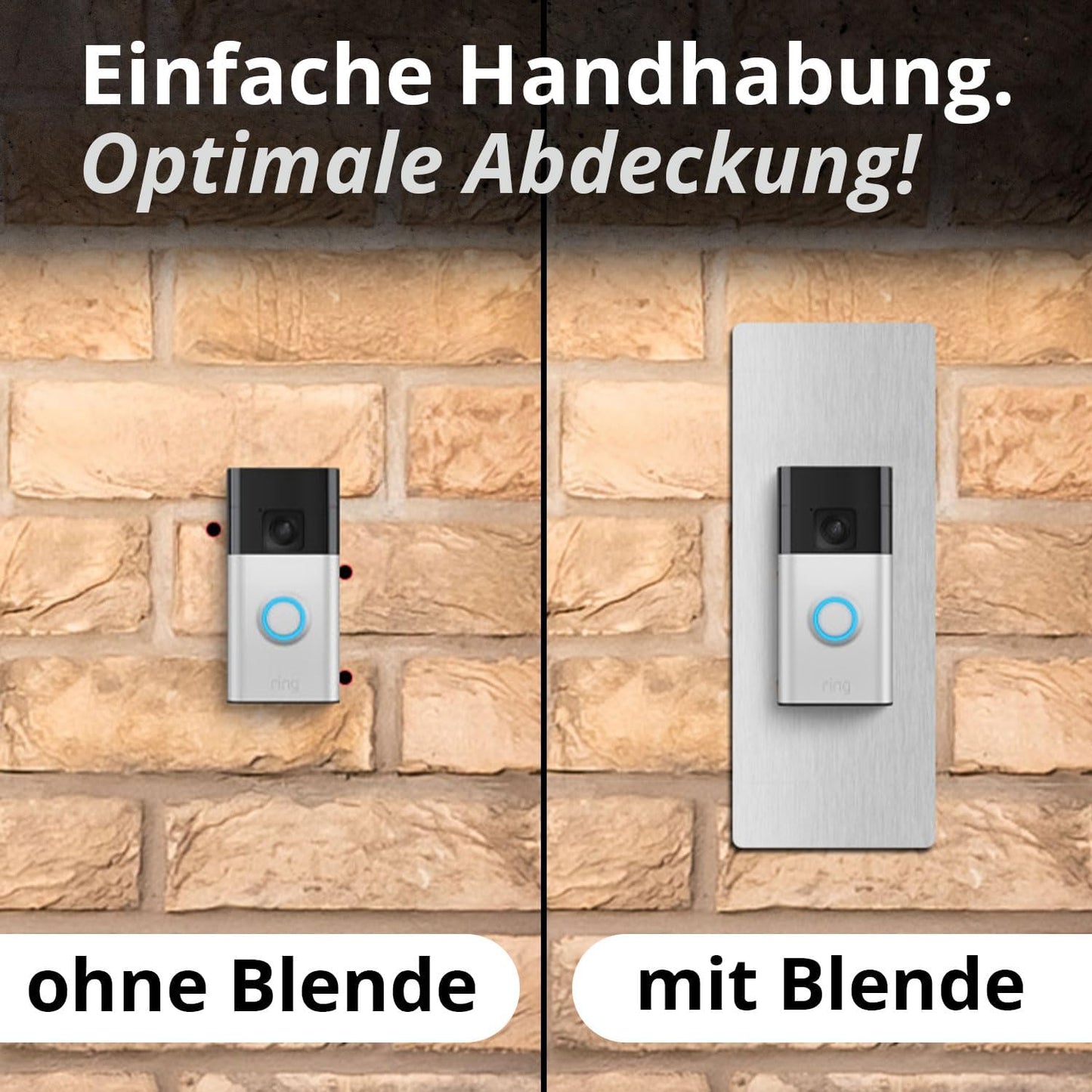 Türklingelblende für Video-Doorbell 2/3/4 (Edelstahl), 100 mm x 260 mm / Edelstahl