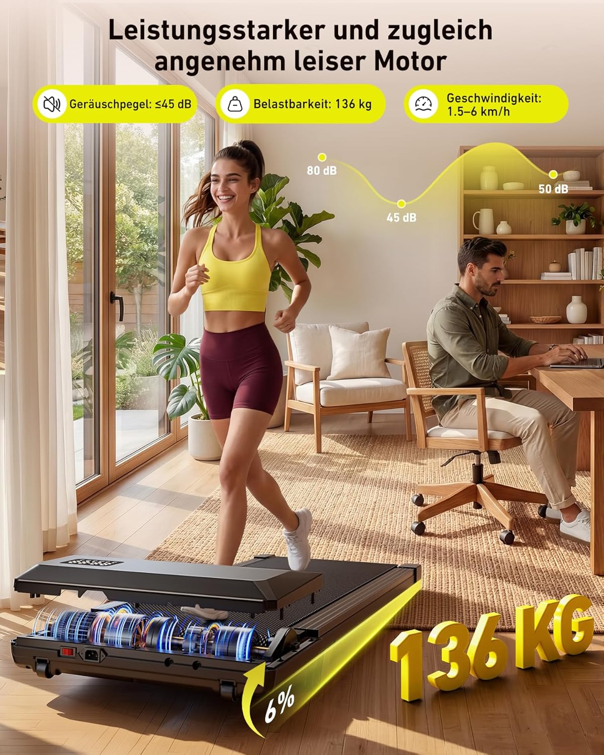 Raceable Walking Pad mit Steigung & APP-Steuerung, 90CM Schwarz