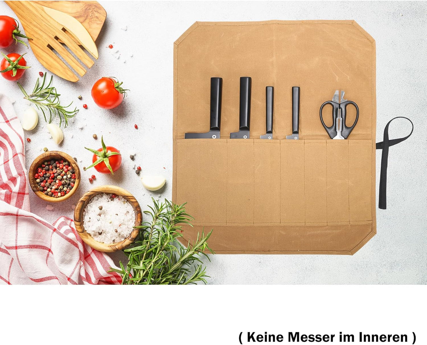 Aufbewahrungstasche für 7 Küchenmesser, Khaki