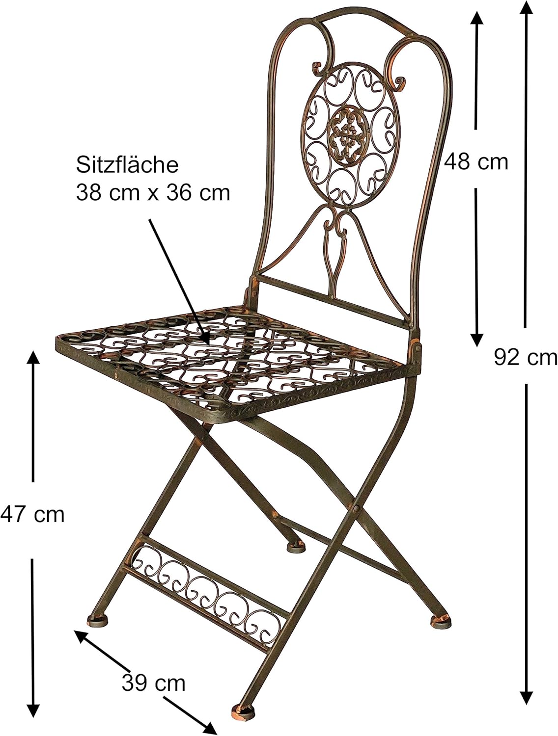 Bistroset Antik aus Metall (3-teilig, klappbar)