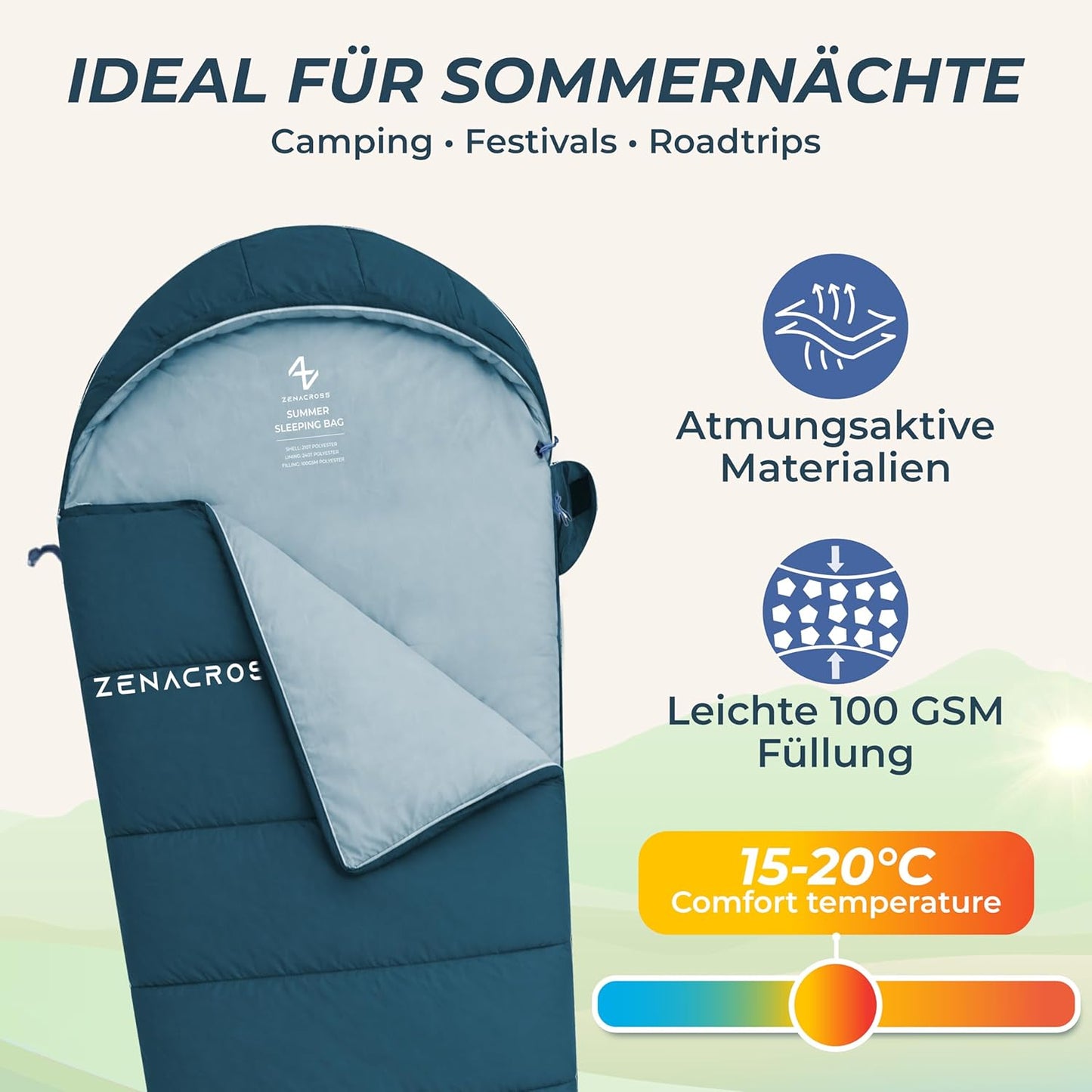 Ultraleichter Sommerschlafsack, Marineblau
