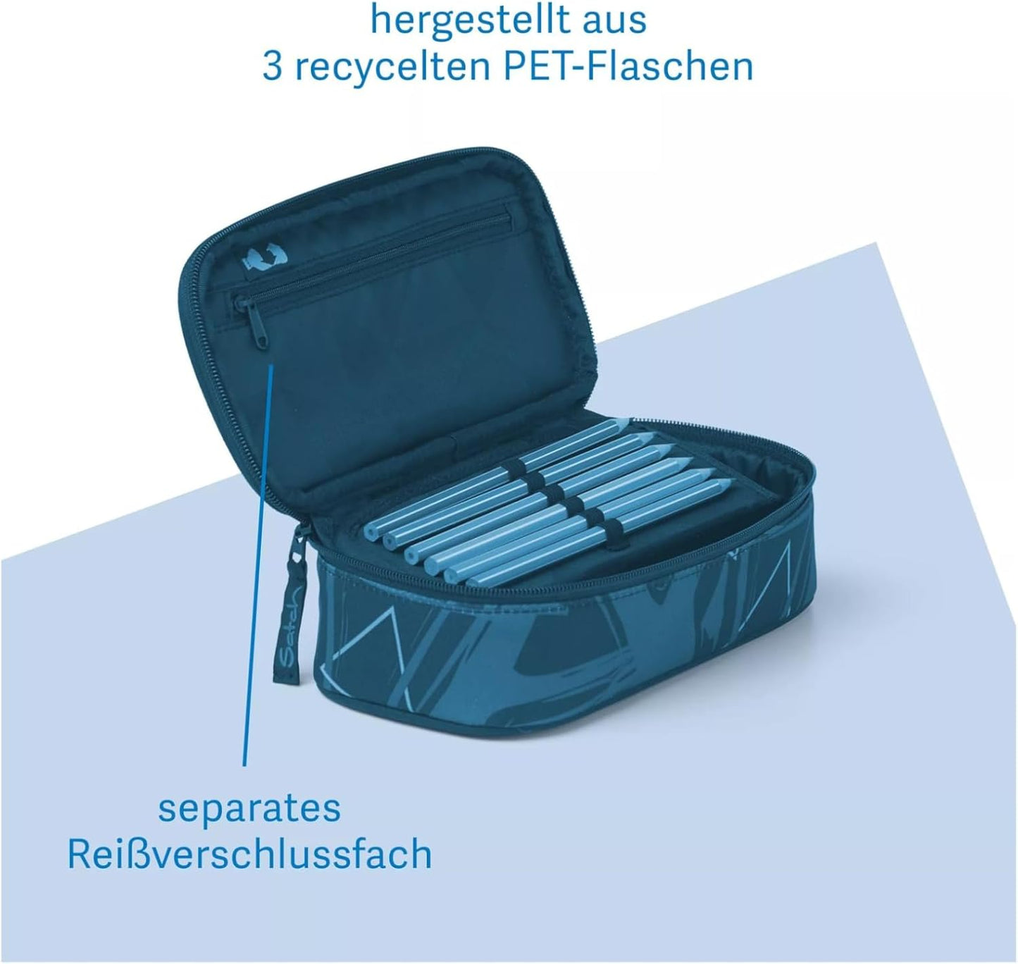 Schlamperbox mit Trenn- und Reissverschlussfach, Korall