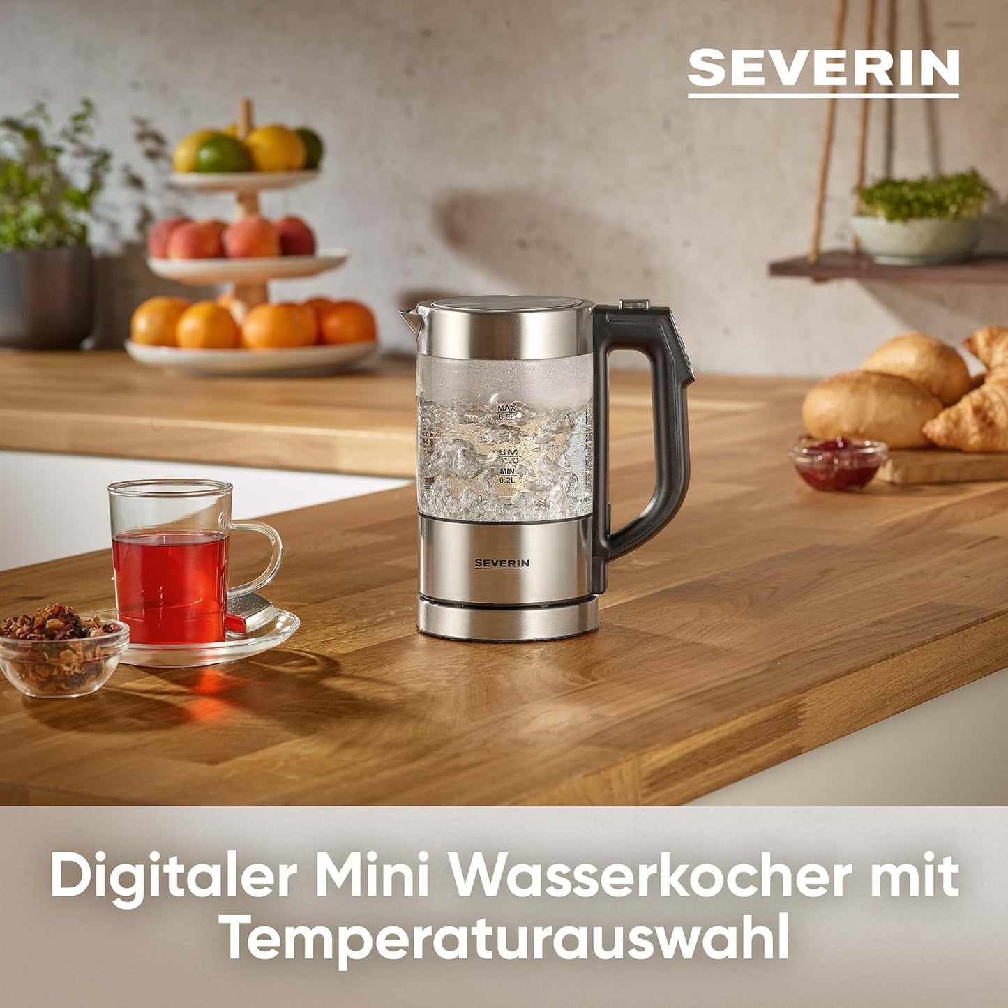 Digitaler Mini-Wasserkocher mit Temperaturauswahl, 0,5 L - Einstellbare Temperatur