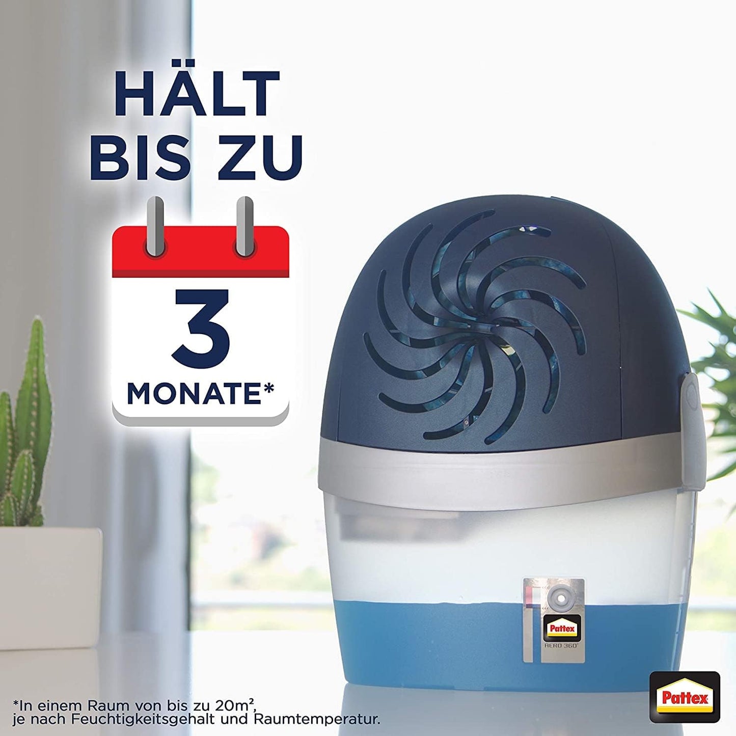 AERO 360°, Luftentfeuchter + 3 x 450g Nachfülltabs, Duft: Neutral